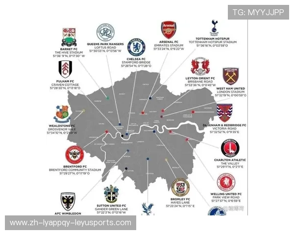 英超球队在地图上的位置分布